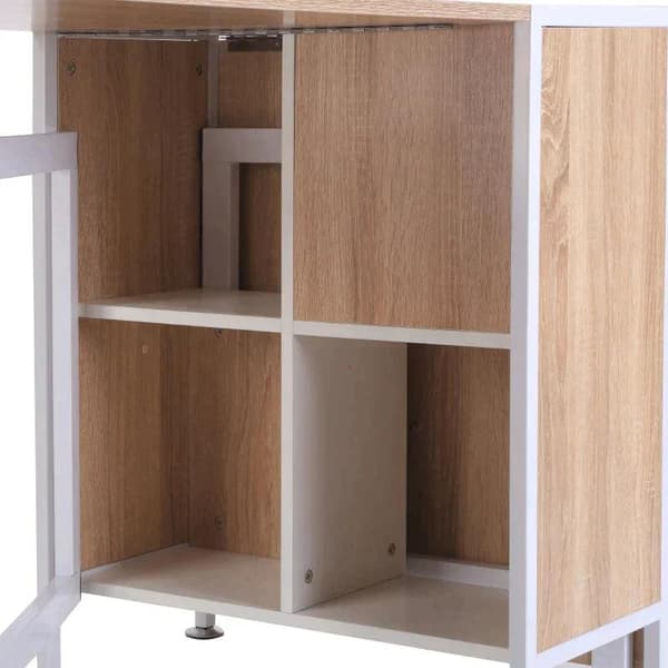 Rootz Folding Table - Dining Table - Side Tables - Storage Space For Living Room - Kitchen - Oak Wood - Metal Frame - Natural/White - 169 x 62 x 75 cm