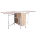 Pikkukuva 1 / 11: Rootz Folding Table - Dining Table - Side Tables - Storage Space For Living Room - Kitchen - Oak Wood - Metal Frame - Natural/White - 169 x 62 x 75 cm
