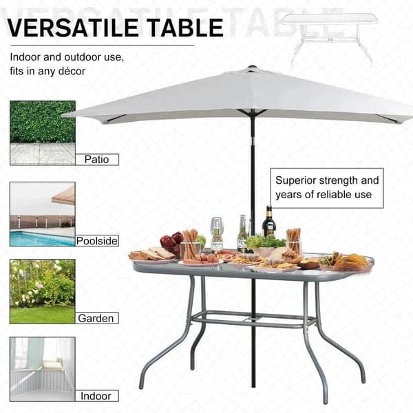 Rootz Puutarhapöytä - Bistropöytä - Parvekepöytä - Puutarhan sivupöytä - Aquatex Lasinen puutarhapöytä - Hiilenharmaa - 120 x 80 x 70 cm