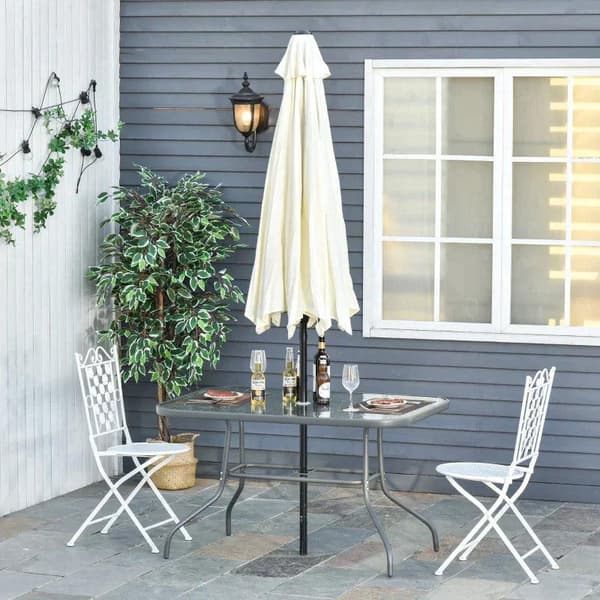 Rootz Puutarhapöytä - Bistropöytä - Parvekepöytä - Puutarhan sivupöytä - Aquatex Lasinen puutarhapöytä - Hiilenharmaa - 120 x 80 x 70 cm