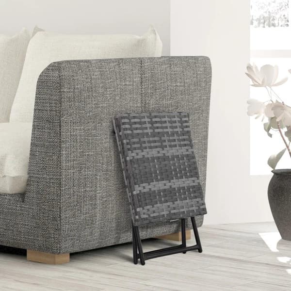 Rootz Havebord - Sammenklappeligt sidebord i rattaneffekt - Grå - 40 x 40 x 40 cm