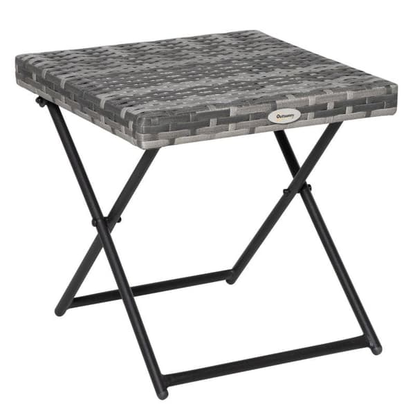 Rootz Havebord - Sammenklappeligt sidebord i rattaneffekt - Grå - 40 x 40 x 40 cm