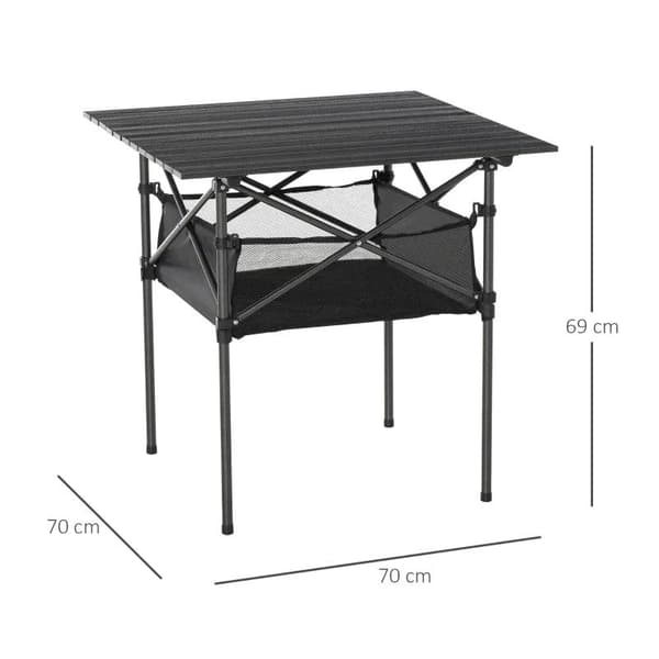 Rootz Havebord - Aluminiumsfoldebord - Campingbord med opbevaringspose - Transportabelt til havens strandpicnic - koksgrå - 70 cm x 70 cm x 69 cm