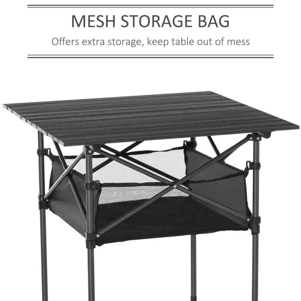 Rootz Havebord - Aluminiumsfoldebord - Campingbord med opbevaringspose - Transportabelt til havens strandpicnic - koksgrå - 70 cm x 70 cm x 69 cm