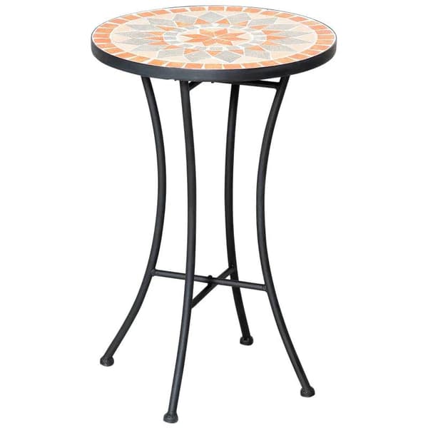 Rootz Havebord - Sidebord - Blomsterskammel - Planteskammel - Rund vejrbestandig blomsterskammel - Keramik/Jern - Gul/Grå