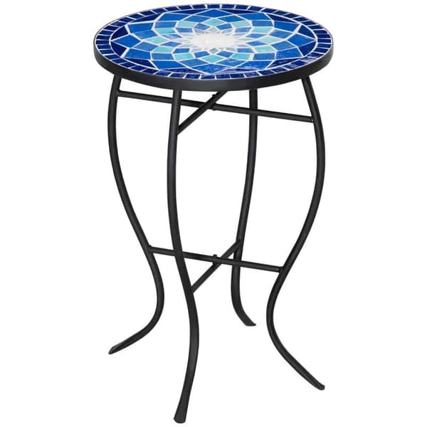 Rootz Havebord - Sidebord - Bord - Metalstel og holdbart - Mosaikdesign - Keramik/jern - Blå/Hvid