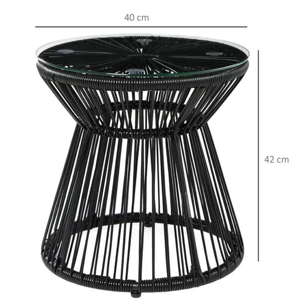 Rootz Havebord - Boho Style Havebord - Vejrbestandig - PE Rattan - Sort - 40cm x 40cm x 42cm