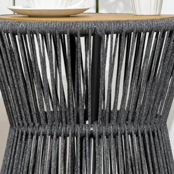 Rootz Havebord - Boho Style Havebord - Vejrbestandig - PE Rattan - Sort + Naturlig - 39cm x 39cm x 49cm