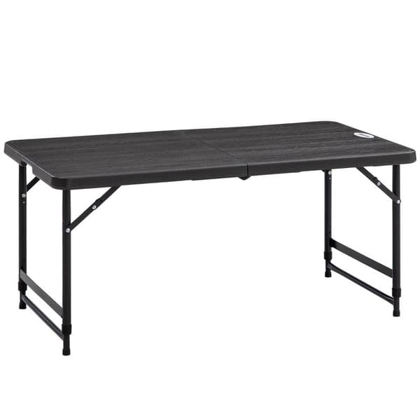 Rootz Outdoor Pöytä - Puutarhapöytä - 4 hengelle - Taitettava - Korkeussäädettävä - Puun näköinen - Harmaa + Musta - 118 x 60 x 74 cm
