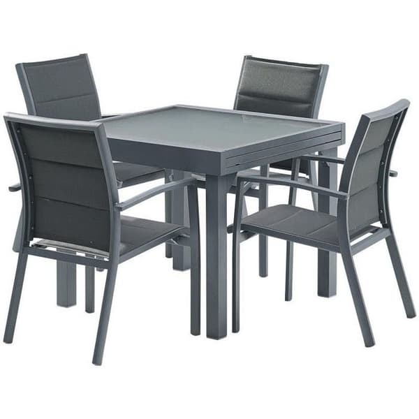 Trädgårdsmöbler Set Modulo T 4 / 8 + F 4 Helglas Antracitgrå Wilsa Garden