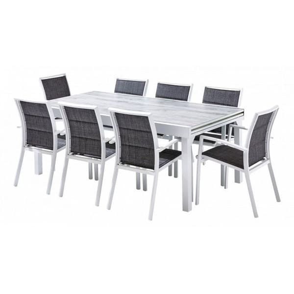 Trädgårdsmöbler Set ModuloWood T 8/12 + F 8 Deco Glas Trä Vit Wilsa Garden