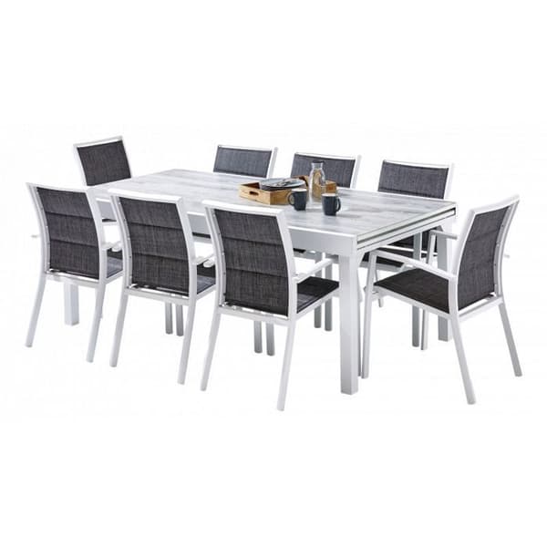 Trädgårdsmöbler Set ModuloWood T 8/12 + F 8 Deco Glas Trä Vit Wilsa Garden