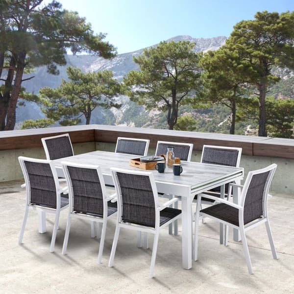 Trädgårdsmöbler Set ModuloWood T 8/12 + F 8 Deco Glas Trä Vit Wilsa Garden