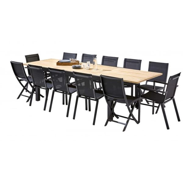 Trädgårdsmöbler Set Bali T 8 / 12 + F 8 + C 4 Teak Svart Wilsa Garden