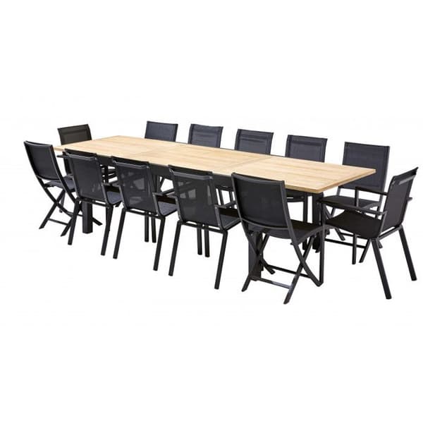 Trädgårdsmöbler Set Bali T 8 / 12 + F 8 + C 4 Teak Svart Wilsa Garden