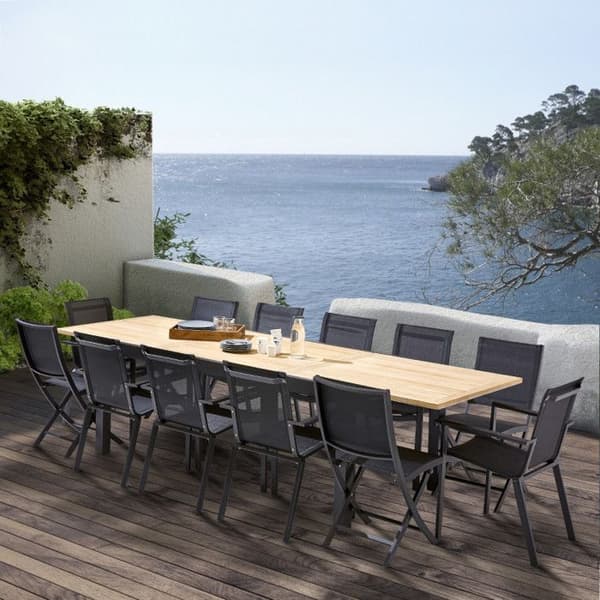 Trädgårdsmöbler Set Bali T 8 / 12 + F 8 + C 4 Teak Svart Wilsa Garden