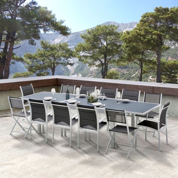 Trädgårdsmöbelset Modulo T 8/12 + F 8 + C 4 Full Glas Vit Wilsa Garden