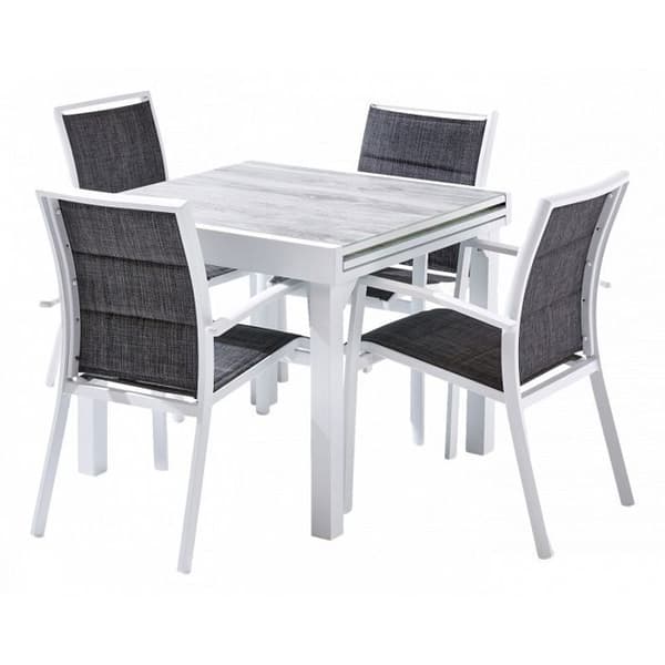 Trädgårdsmöbler Set ModuloWood T4/8+F4 Deco Glas Trä Vit Wilsa Garden
