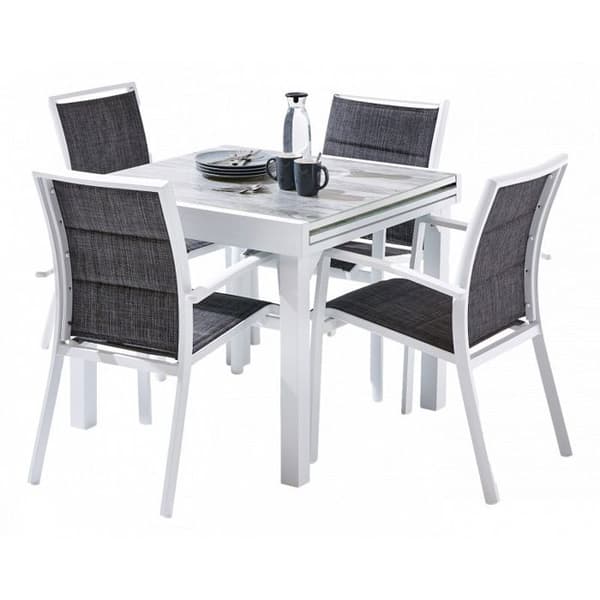 Trädgårdsmöbler Set ModuloWood T4/8+F4 Deco Glas Trä Vit Wilsa Garden