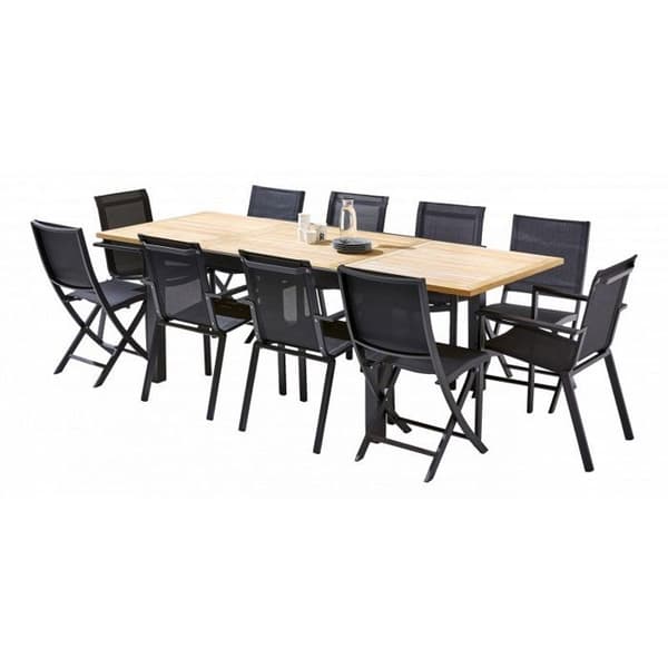 Trädgårdsmöbler Set Bali T 6 / 10 + F 6 + C 4 Teak Svart Wilsa Garden