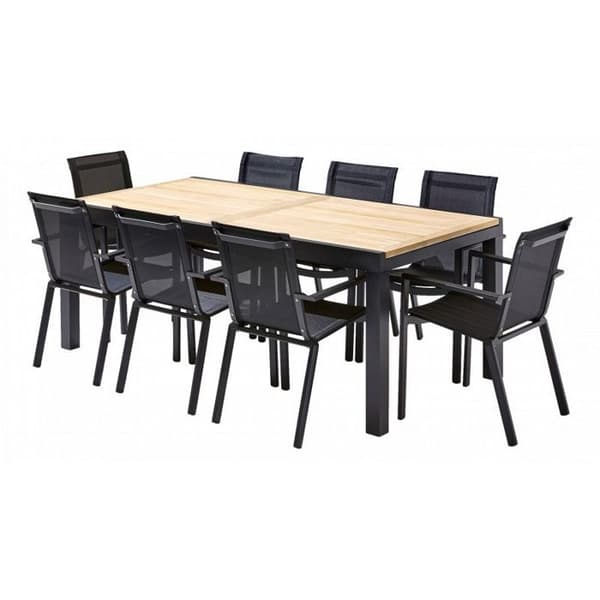 Trädgårdsmöbler Set Bali T 8 / 12 + F 8 Teak Svart Wilsa Garden