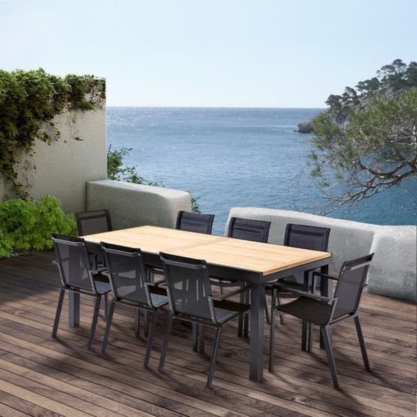 Trädgårdsmöbler Set Bali T 8 / 12 + F 8 Teak Svart Wilsa Garden
