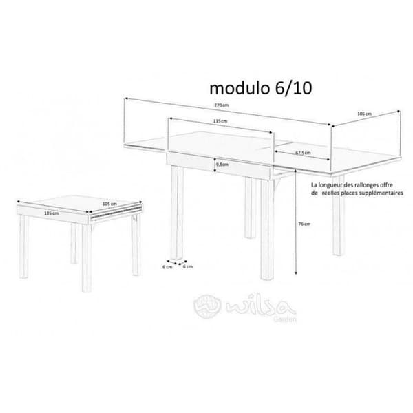 Modulo T 6/10 Full White Glass Trädgårdsbord Wilsa Garden