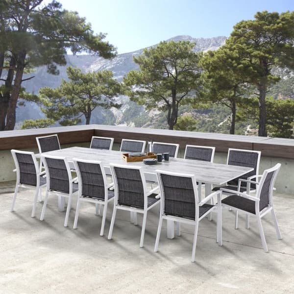 Trädgårdsmöbler Set ModuloWood T 8/12 + F 12 Deco Glas Trä Vit Wilsa Garden