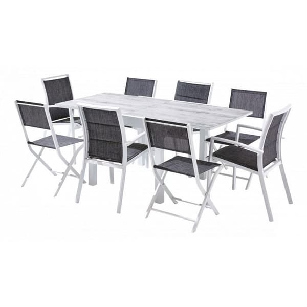 Trädgårdsmöbler Set ModuloWood T 4 / 8 + F 4 + C 4 Deco Wood White Wilsa Garden