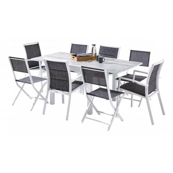 Trädgårdsmöbler Set ModuloWood T 4 / 8 + F 4 + C 4 Deco Wood White Wilsa Garden