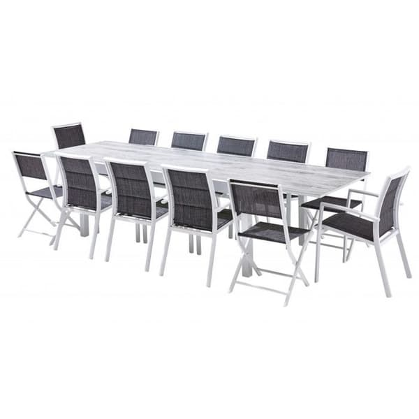 Trädgårdsmöbler Set ModuloWood T 8/12 + F 8 + C 4 Deco Glas Trä Vit Wilsa Garden