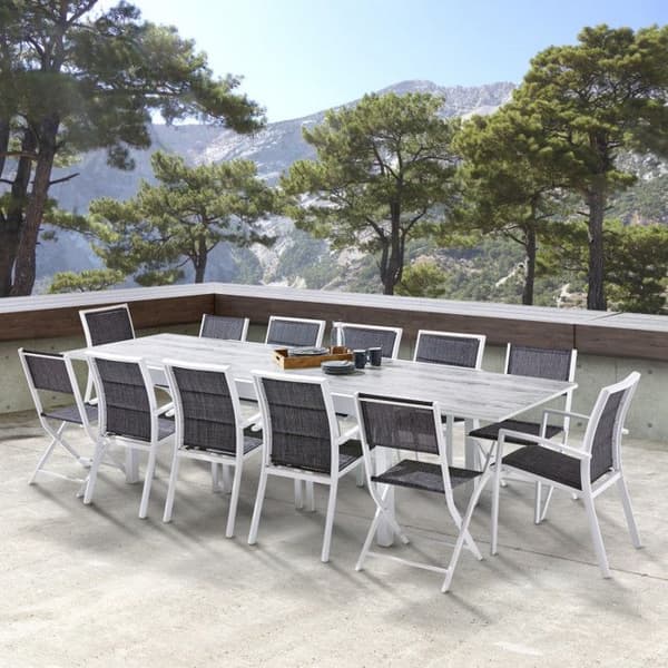 Trädgårdsmöbler Set ModuloWood T 8/12 + F 8 + C 4 Deco Glas Trä Vit Wilsa Garden