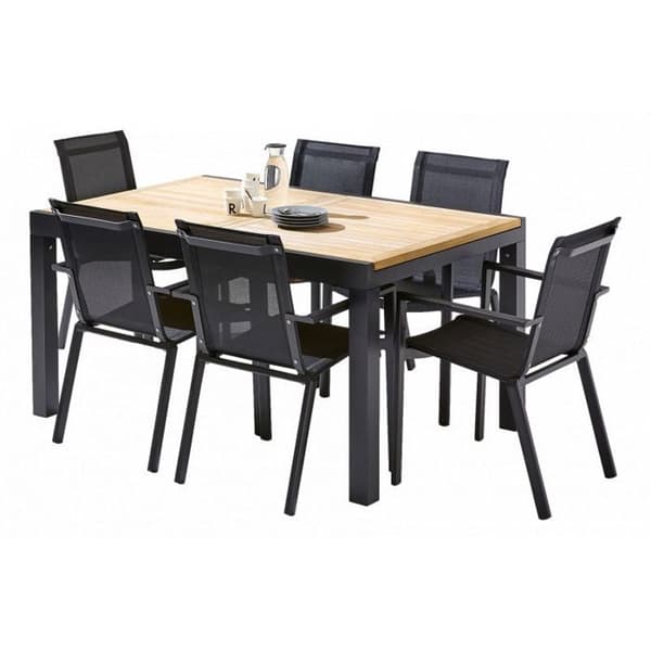 Trädgårdsmöbler Set Bali T 6 / 10 + F 6 Teak Svart Wilsa Garden