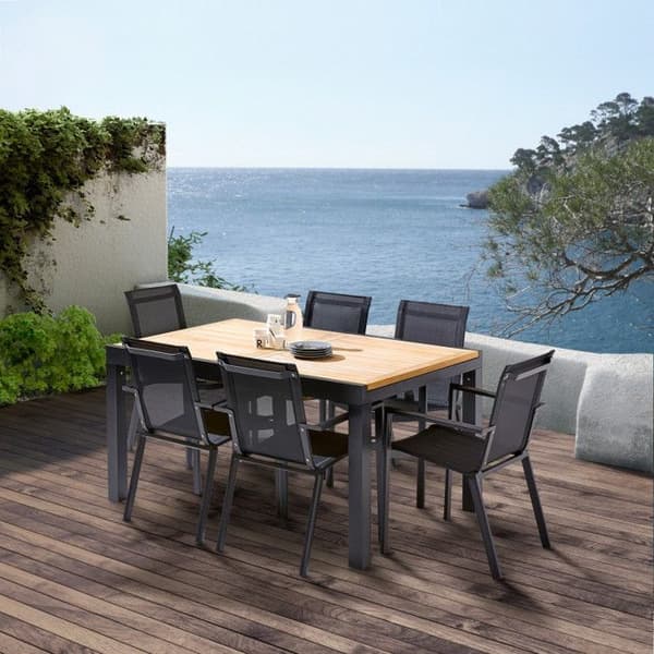 Trädgårdsmöbler Set Bali T 6 / 10 + F 6 Teak Svart Wilsa Garden