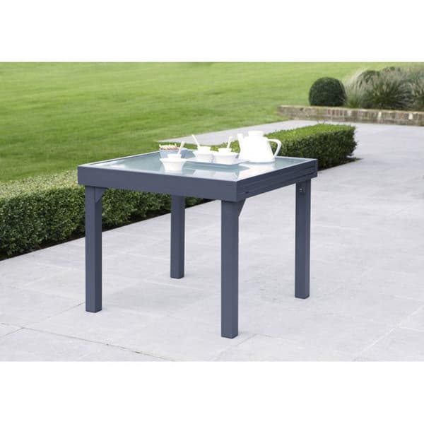 Modulo T 4 / 8 Helglas Antracitgrå Trädgårdsbord Wilsa Garden