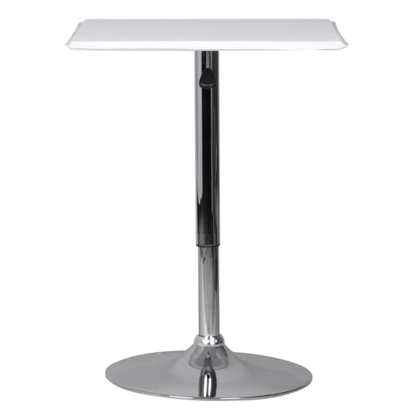 Rootz Ståbord - Bistrobord - 60 x 60 cm - Läderlook - Vit - Krom - Silver - Fyrkantig