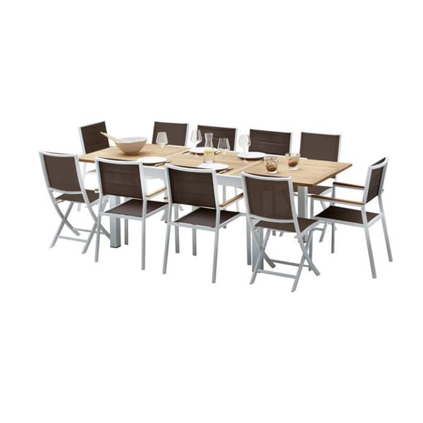 Trädgårdsmöbler Set Bali T 6 / 10 + F 6 + C 4 White Teak Wilsa Garden