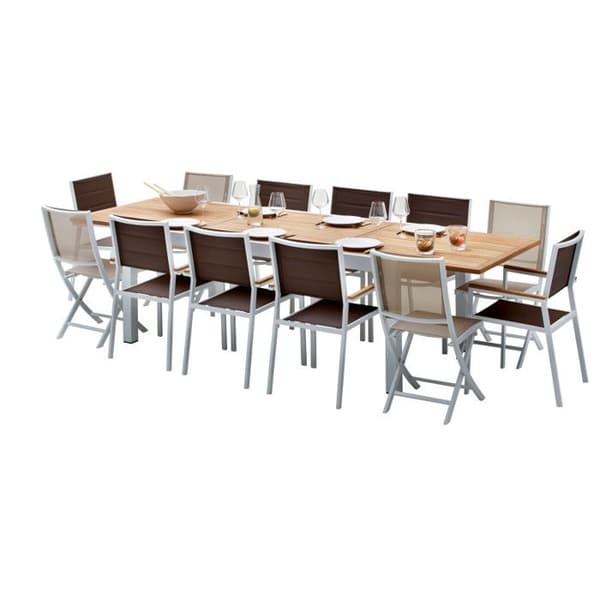 Trädgårdsmöbler Set Bali T 8 / 12 + F 8 + C 4 White Teak Wilsa Garden