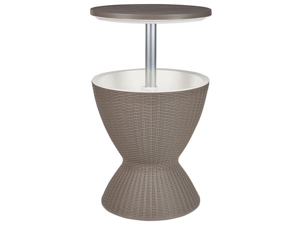 Trädgård Cool Bar Taupe Polypropylen Inbyggd kylbox Höjdjusteringsmekanism Bordsskiva ⌀ 48 cm