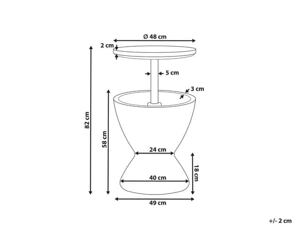 Kølebar Taupe Polypropylen Plastik ø 48 cm Udendørs Sidebord med Indbygget Drikkekøler Højde Justerbar Bordplade til Haven Terrasse