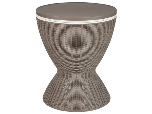 Kølebar Taupe Polypropylen Plastik ø 48 cm Udendørs Sidebord med Indbygget Drikkekøler Højde Justerbar Bordplade til Haven Terrasse