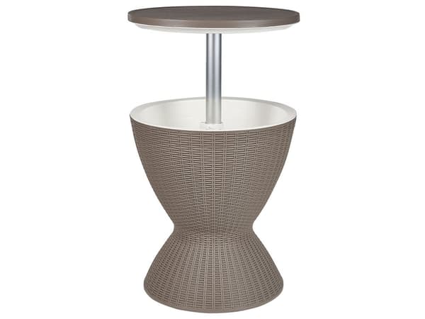 Kølebar Taupe Polypropylen Plastik ø 48 cm Udendørs Sidebord med Indbygget Drikkekøler Højde Justerbar Bordplade til Haven Terrasse