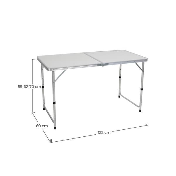 Fällbart trädgårdsbord med 3 lägen för camping Vit 122x60x70cm 7hus