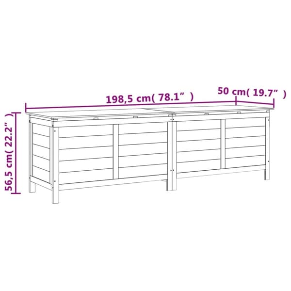 vidaXL Putekasse 198,5x50x56,5 cm heltre gran