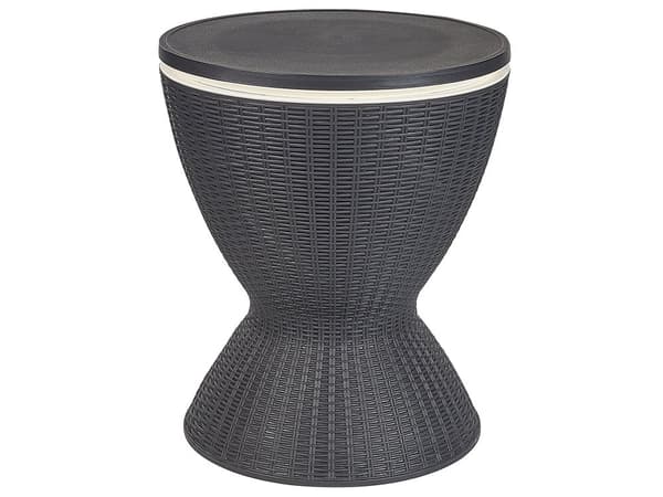 Trädgård Cool Bar Svart Polypropylen Inbyggd kylbox Höjdjusteringsmekanism Bordsskiva ⌀ 48 cm