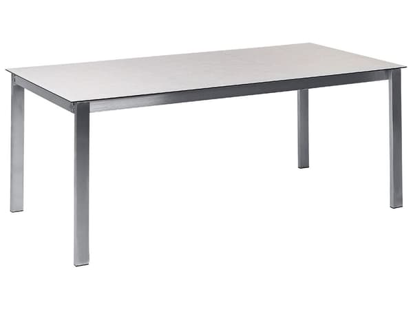 Puutarhapöytä valkoinen karkaistu lasi ruostumaton teräsrunko suorakulmainen 180 x 90 cm 6 hengelle moderni