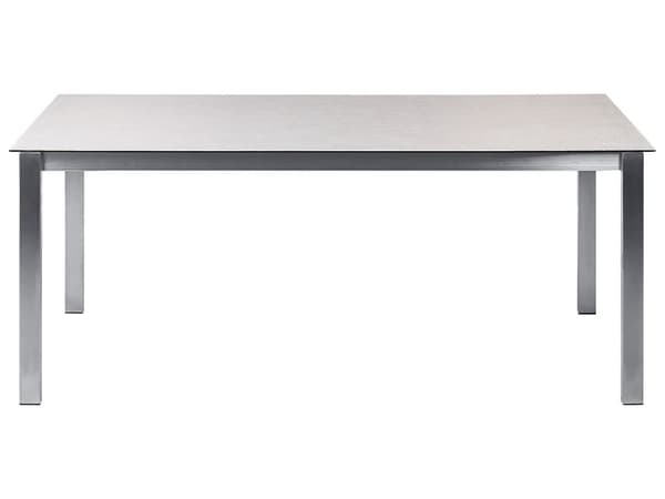 Puutarhapöytä valkoinen karkaistu lasi ruostumaton teräsrunko suorakulmainen 180 x 90 cm 6 hengelle moderni