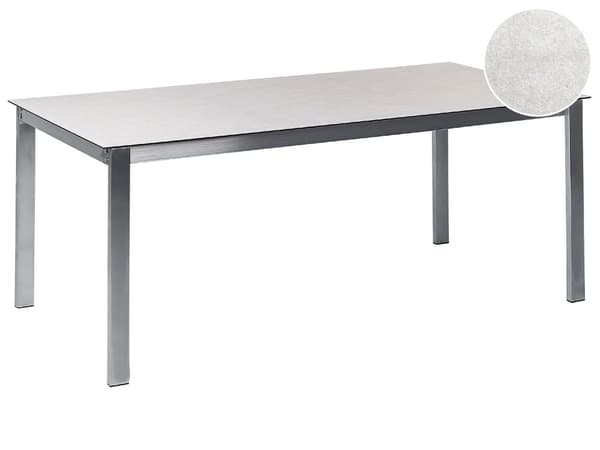 Puutarhapöytä valkoinen karkaistu lasi ruostumaton teräsrunko suorakulmainen 180 x 90 cm 6 hengelle moderni
