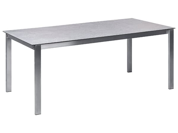 Puutarhapöytä harmaa karkaistu lasi ruostumaton teräsrunko suorakulmainen 180 x 90 cm 6 hengelle moderni