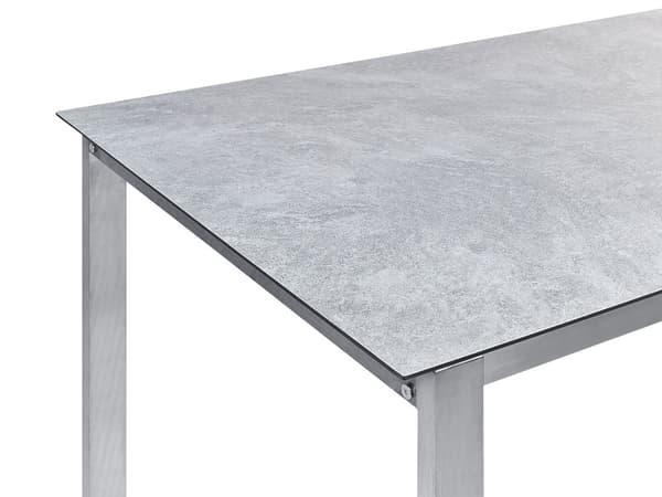 Havebord i gråt hærdet glas med stel i rustfrit stål rektangulært 180 x 90 cm til 6 personer moderne